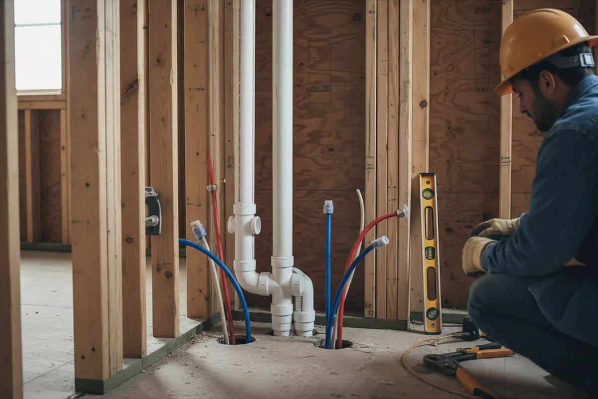 Drain and supply rough-in during Leak Detection in Beaver Dam