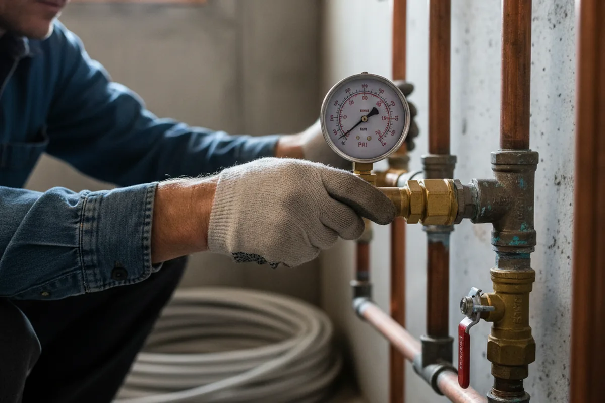 Pressure testing a repaired line during Water Line Repair in Beaver Dam
